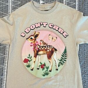 Hot topic graphic tee with “I don’t care”